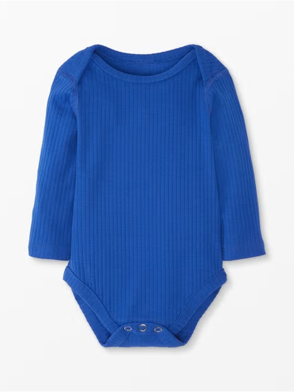 Hanna Andersson Baltic Blue Ribbed Long-Sleeve One-Piece Bodysuit